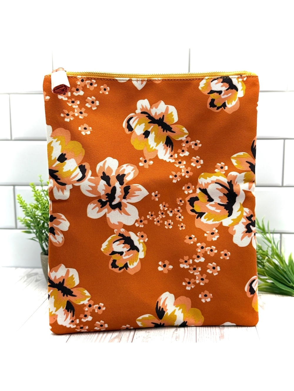 Rachel Pally Orange Floral Cosmetic/Pouch Bag